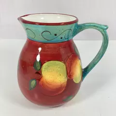  222 Fifth PTS International Fruit Fancy Apple Pitcher 7.75 Inches Tall