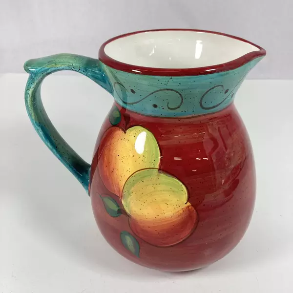  222 Fifth PTS International Fruit Fancy Apple Pitcher 7.75 Inches Tall