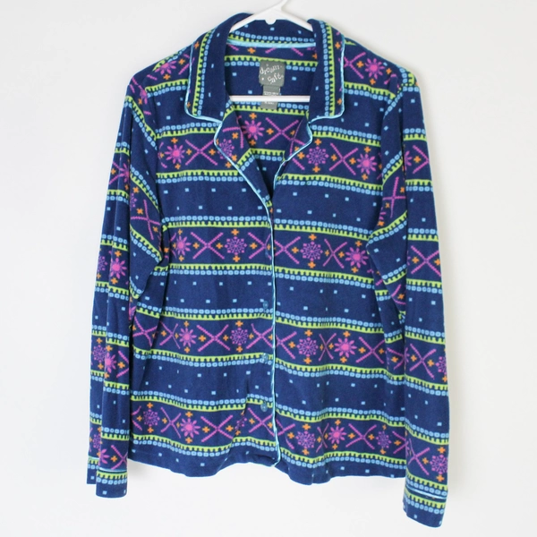 Dream Café Women's XL Multicolor Fleece Pajama Set, Good Condition