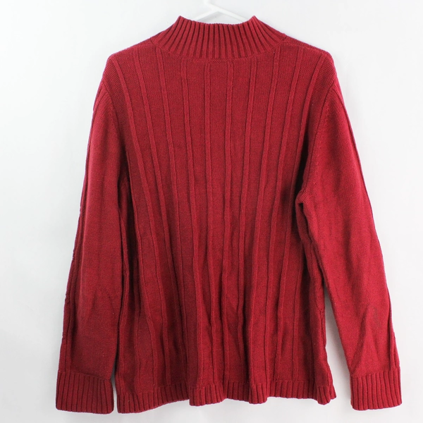 NorthCrest Red Knit Quarter-Zip Sweater Women's 1X - Pre-owned with Stain
