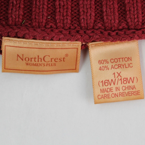NorthCrest Red Knit Quarter-Zip Sweater Women's 1X - Pre-owned with Stain