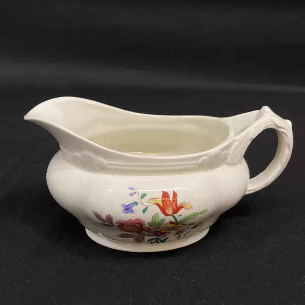 Vintage Grindley Creampetal Gravy Boat Or Sauce Pitcher Cream With Flowers
