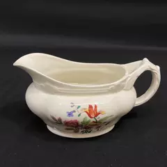 Vintage Grindley Creampetal Gravy Boat Or Sauce Pitcher Cream With Flowers