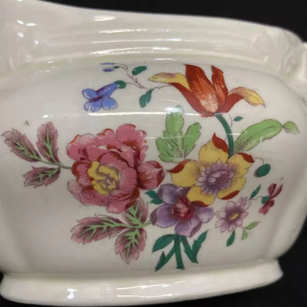 Vintage Grindley Creampetal Gravy Boat Or Sauce Pitcher Cream With Flowers