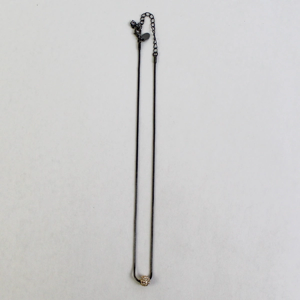 Lia Sophia Glitter Ball Necklace Hematite Chain 16"