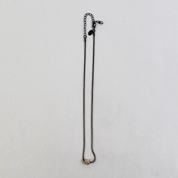 Lia Sophia Glitter Ball Necklace Hematite Chain 16"