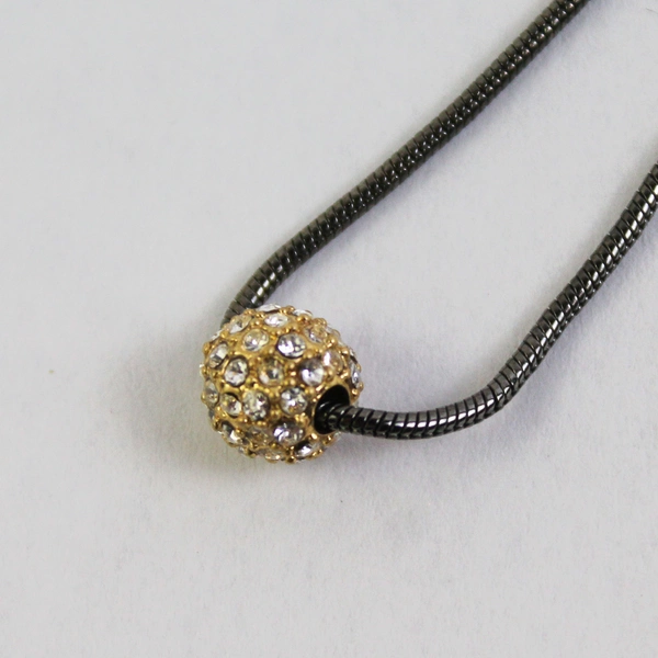 Lia Sophia Glitter Ball Necklace Hematite Chain 16"