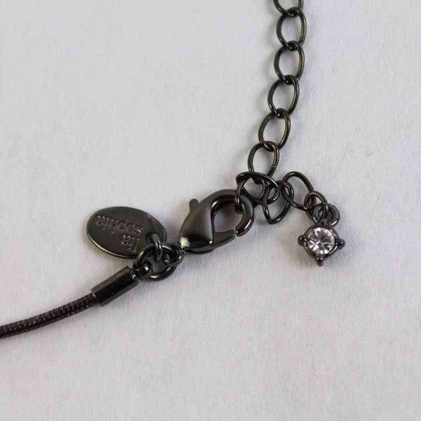 Lia Sophia Glitter Ball Necklace Hematite Chain 16"