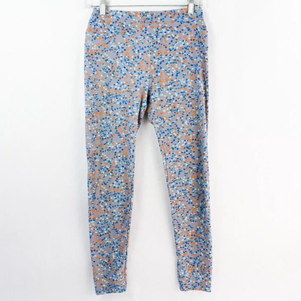 LuLaRoe Gray Leggings with Orange & Blue Spots, One Size Fits All, Girls