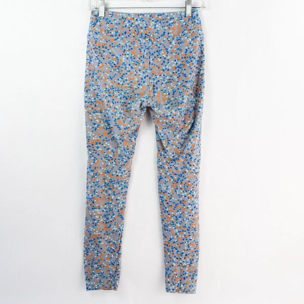 LuLaRoe Gray Leggings with Orange & Blue Spots, One Size Fits All, Girls