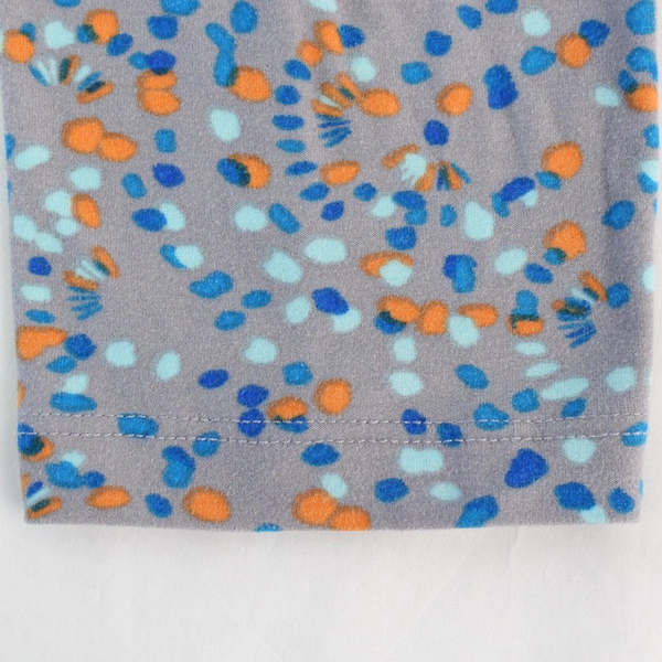 LuLaRoe Gray Leggings with Orange & Blue Spots, One Size Fits All, Girls