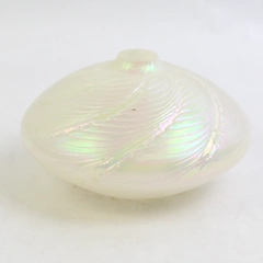 Iridescent White Perfume Bottle No Stopper Spiral Pattern