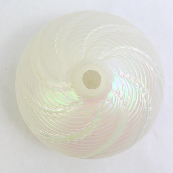 Iridescent White Perfume Bottle No Stopper Spiral Pattern