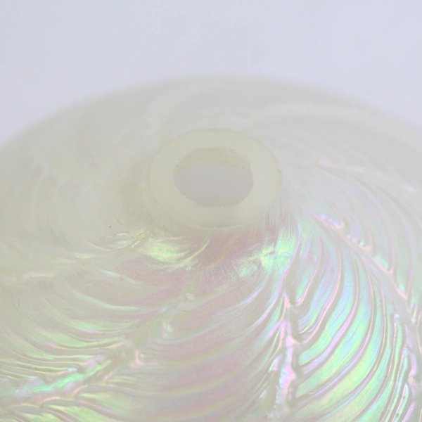 Iridescent White Perfume Bottle No Stopper Spiral Pattern