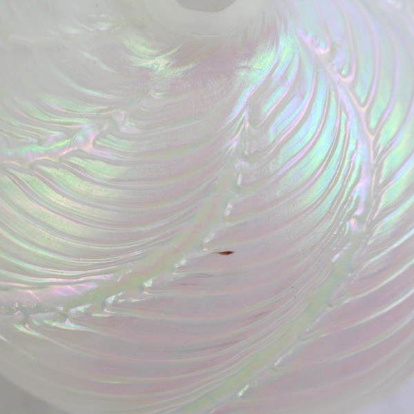 Iridescent White Perfume Bottle No Stopper Spiral Pattern