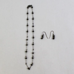 Vintage Gray Mesh Metal Necklace & Earring Set