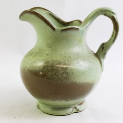 Handmade Ceramic Creamer Or Pitcher Green And Brown