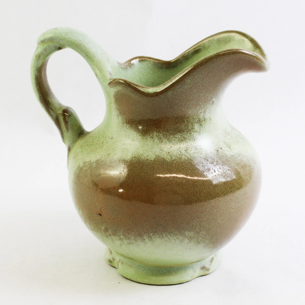 Handmade Ceramic Creamer Or Pitcher Green And Brown