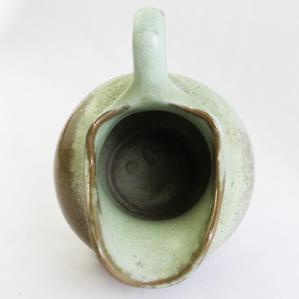 Handmade Ceramic Creamer Or Pitcher Green And Brown