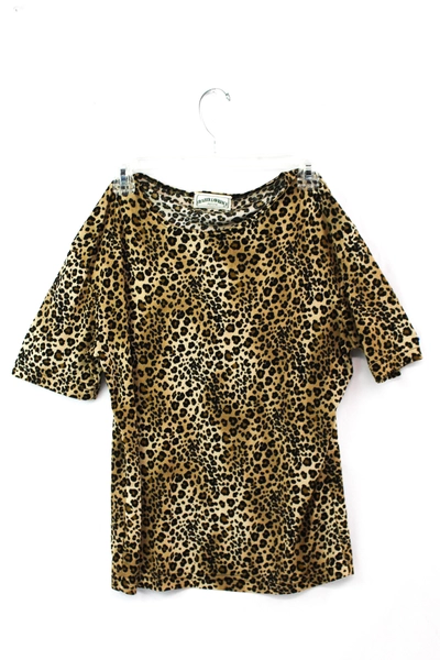 Vintage Frazier Lawrence Jaguar Print Blouse Women's Petite Medium Top