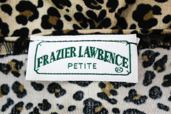 Vintage Frazier Lawrence Jaguar Print Blouse Women's Petite Medium Top
