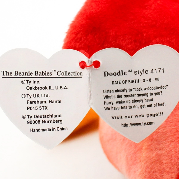 TY Beanie Baby Doodle 1996 Tie Dye Rooster Bird With Tag Toy #4171