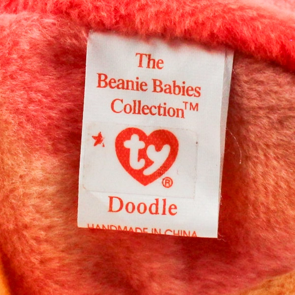 TY Beanie Baby Doodle 1996 Tie Dye Rooster Bird With Tag Toy #4171