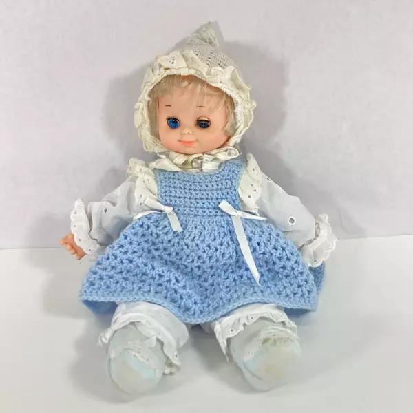 Vintage Uneeda Doll 13.5" Blonde Hair Open Close Eyes Unique Character