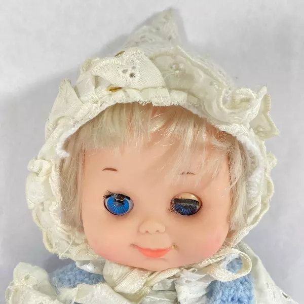Vintage Uneeda Doll 13.5" Blonde Hair Open Close Eyes Unique Character