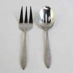 Set of 2 Oneida Luann Stainless Steel Pierced Tablespoon and Serving Fork