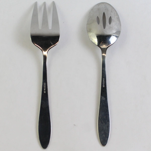 Set of 2 Oneida Luann Stainless Steel Pierced Tablespoon and Serving Fork