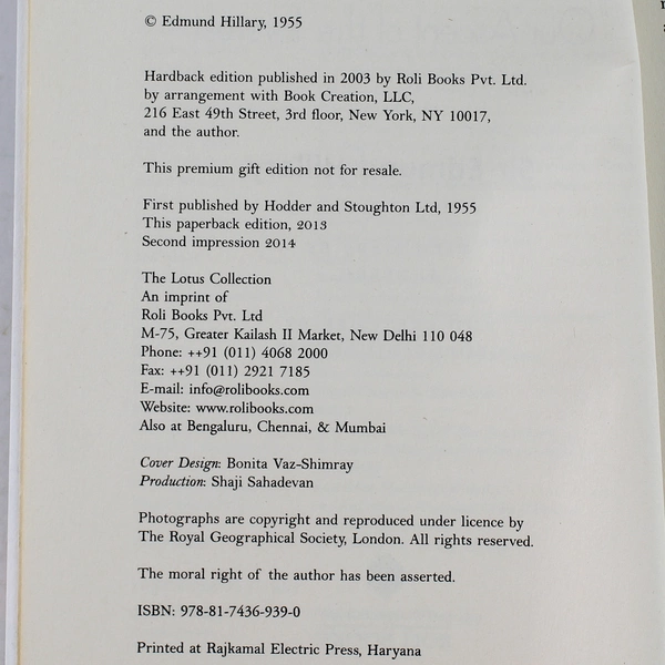 High Adventure: Our Ascent of the Everest by Edmund Hillary, 2013 Paperback