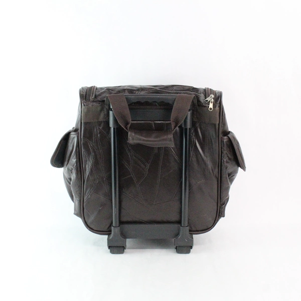 Haband Brown Faux Leather Rolling Travel Bag Luggage Flawed