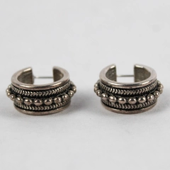 Retro Silver Twist Rope Round Hoop Huggie Earrings Women's Fashion