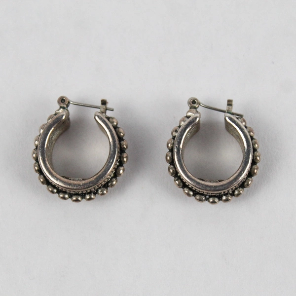 Retro Silver Twist Rope Round Hoop Huggie Earrings Women's Fashion