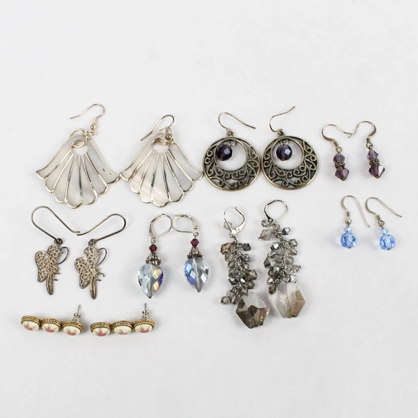 Lot of 8 Pairs of Earrings Pierced Ears