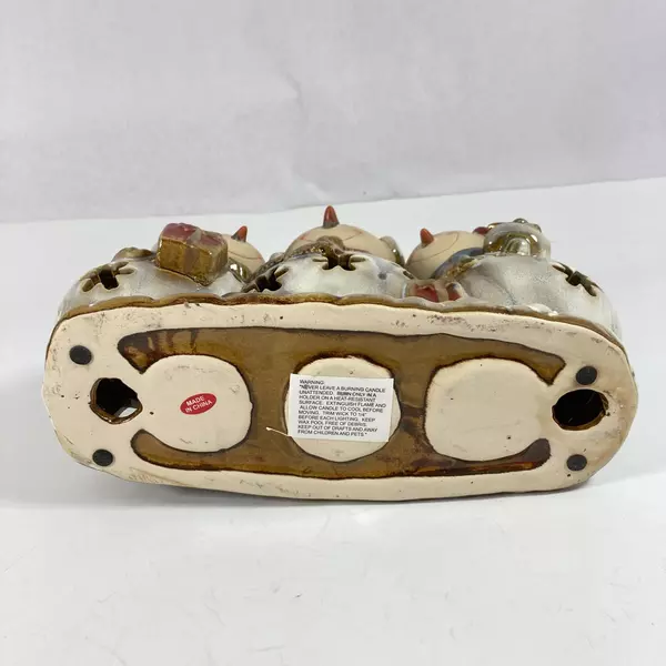 Ceramic Snowman Family Christmas Votive Or Tealight Candle Holder 