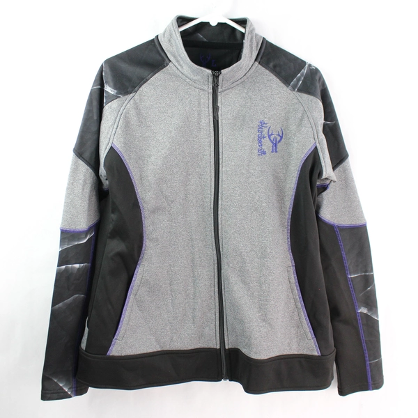 Huntworth Women's Full Zip Jacket Gray/Black Size L Good Pre-Owned Condition