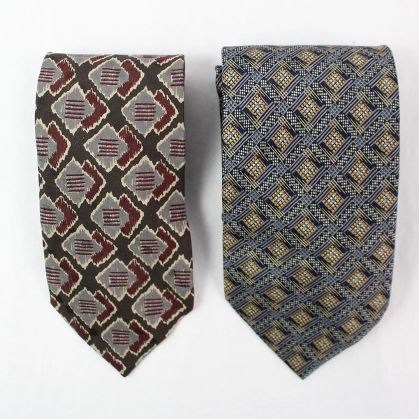 Lot of 4 Mario's Silk Neckties Retro Patterns Pre-Owned with Faint Stains