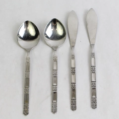Set of 4 Oneida Madrid Stainless Steel Butter Knives and Tea Spoons
