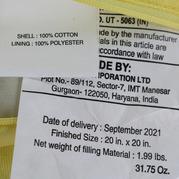 Artistic Accents Soft Yellow Decorative Pillow Cover & Pillow 20x20 in