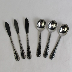 6 Piece Set Oneida Madrid 2003 Stainless Steel Sugar Spoons & Butter Knives