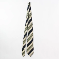 Gianfranco Ferre Men's Silk Necktie Green Blue Beige Stripes Pre-owned 57"