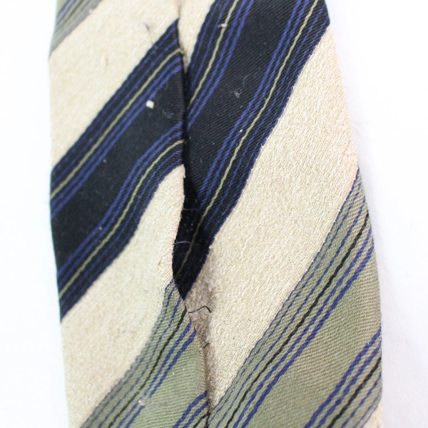 Gianfranco Ferre Men's Silk Necktie Green Blue Beige Stripes Pre-owned 57"