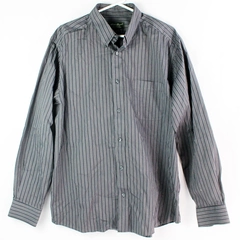 Eddie Bauer Gray Button-Down Cotton Dress Shirt Men's Large Relaxed Fit