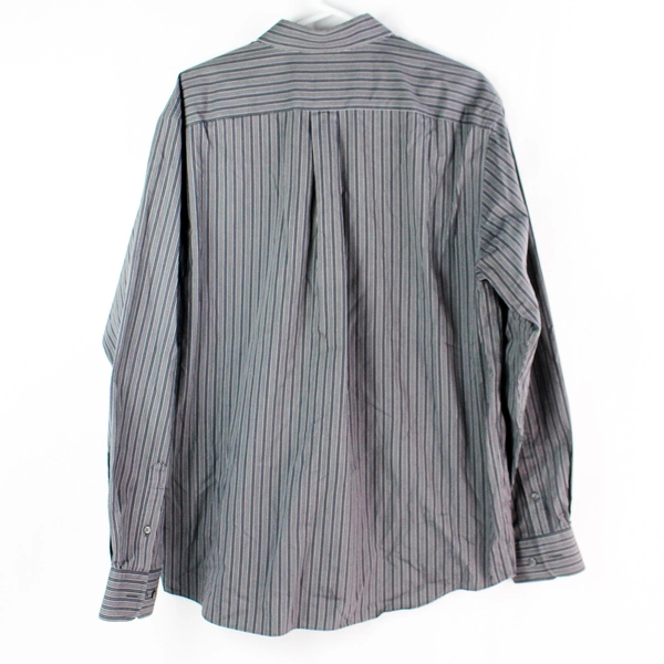 Eddie Bauer Gray Button-Down Cotton Dress Shirt Men's Large Relaxed Fit