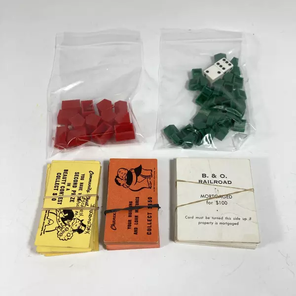 Vintage 1961 Parker Brothers Monopoly Board Game No.9 Missing Pieces