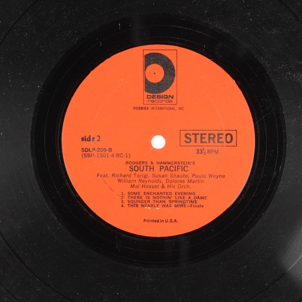 Mal Hasset and His Orchestra South Pacific 1958 LP 12" Vinyl