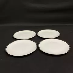 Set of 4 Royal Song China Simplicity 5518 Salad Plate White Platinum Rim 7.5"