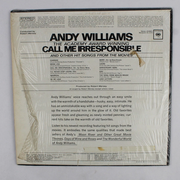 Andy Williams Call Me Irresponsible 1964 LP 12" Vinyl Stereo